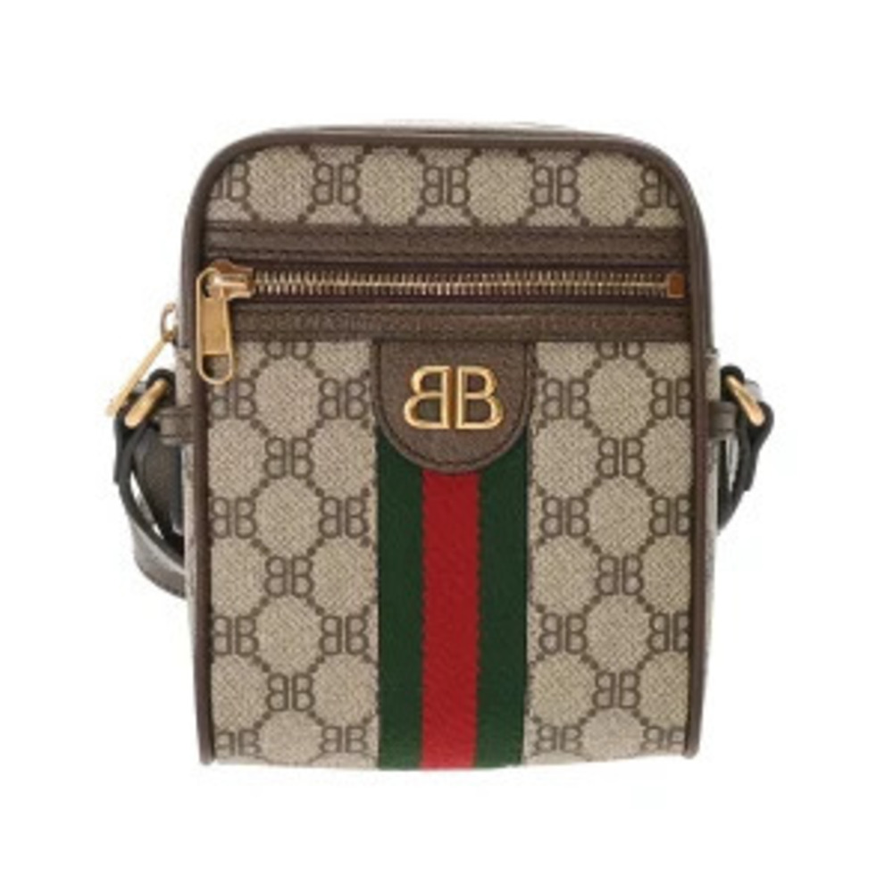 Gucci Balenciaga The Hacker Project Beige Ebony Brown Leather Shoulder Bag